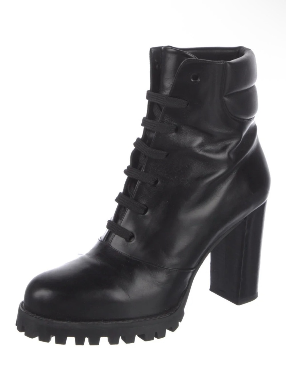 Stuart Weitzman Leather Combat Boots High Heel Ankle Boots - Women's
